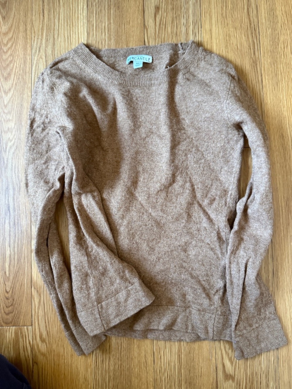J. Crew Women's Crewneck Sweater in Light Camel Brown wool